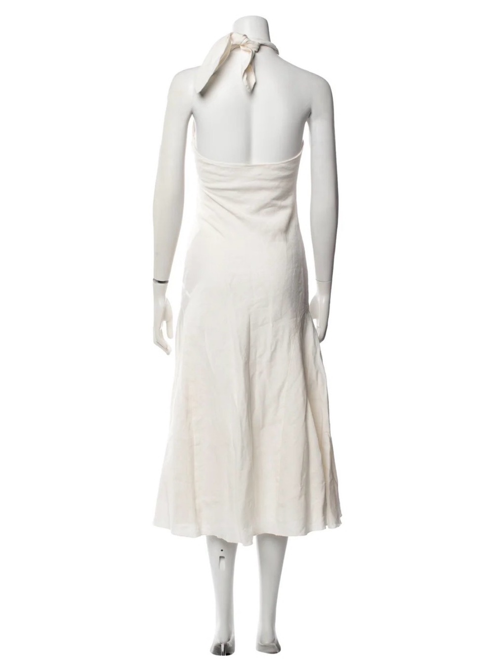 cult gaia ivory halter button-front midi dress linen with wrapped buttons - Picture 12 of 12